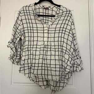 Vince Camuto Checkered Blouse - Black and White